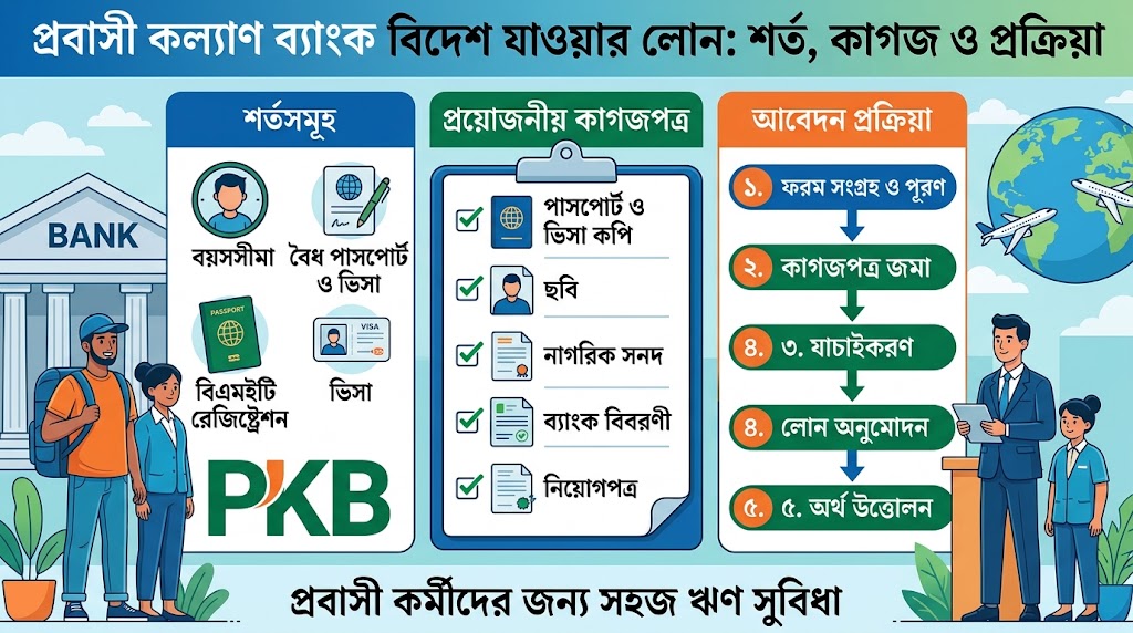 প্রবাসী কল্যাণ ব্যাংক বিদেশ যাওয়ার লোন: শর্ত, কাগজ ও প্রক্রিয়া