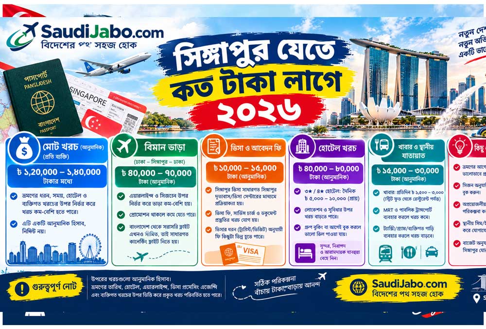 সিঙ্গাপুর যেতে কত টাকা লাগে: সিঙ্গাপুর ডলার ও বাংলাদেশি টাকা