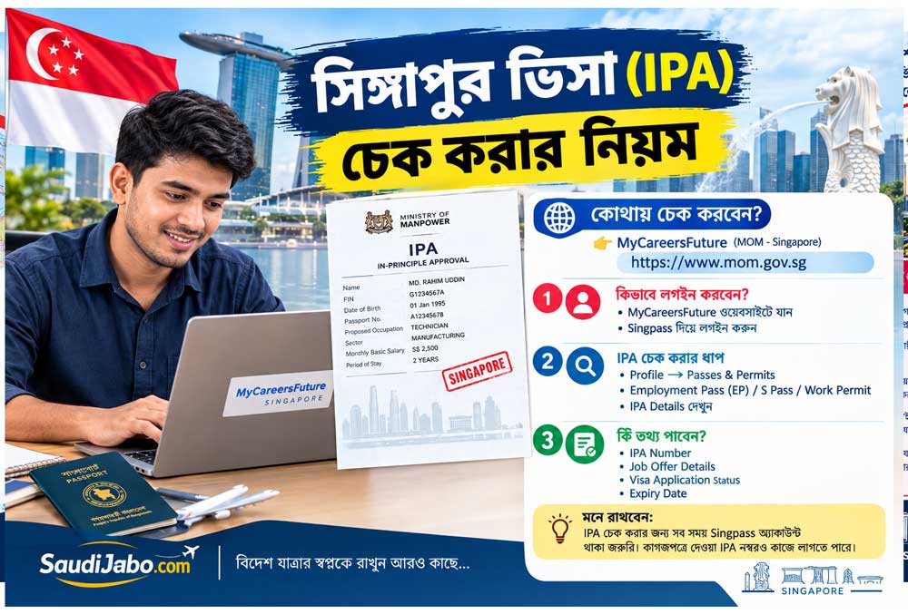 MOM-এর ওয়েবসাইটে সিঙ্গাপুর IPA ও ওয়ার্ক পাস স্ট্যাটাস চেক